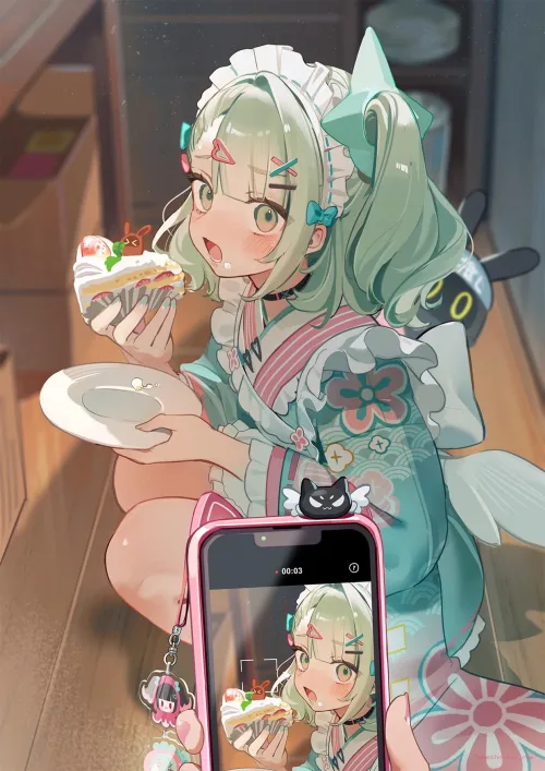 Caught Chinatsu stealing the food