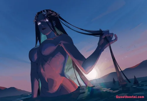 Giant Aphrodite bathing in the sunrise