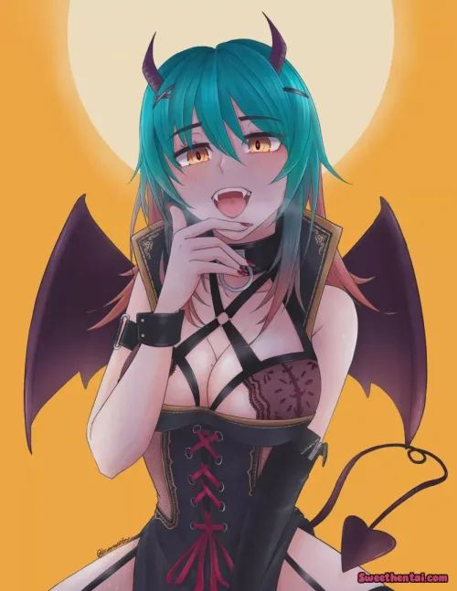 a few days late but sharing my halloween art with my OC as a succubus