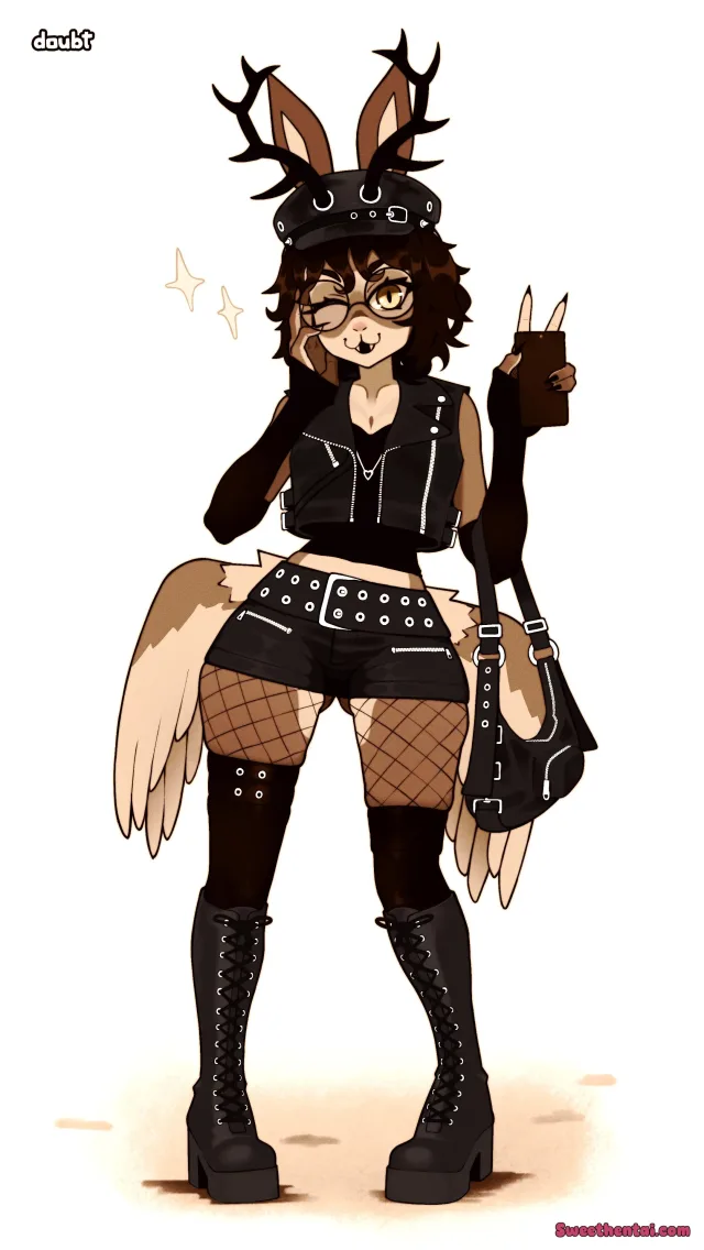 biker wolpertinger girl in leather — thighdeology